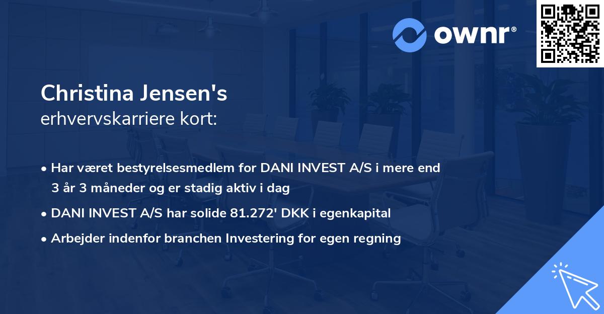 Christina Jensen's erhvervskarriere kort