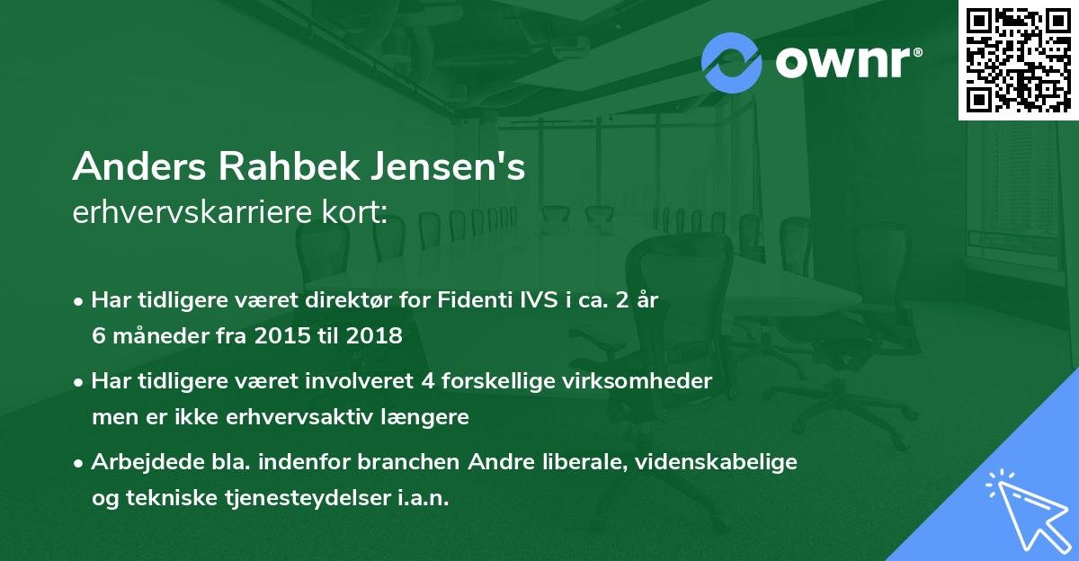 Anders Rahbek Jensen's erhvervskarriere kort