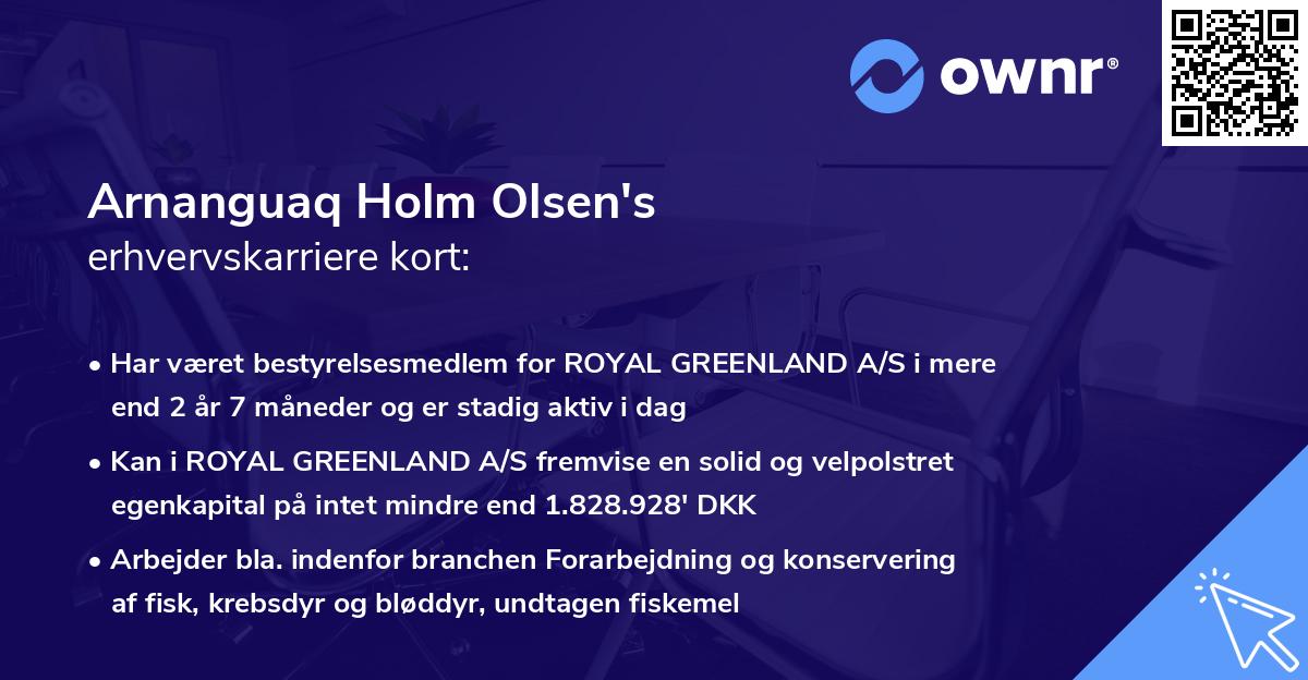 Arnanguaq Holm Olsen's erhvervskarriere kort