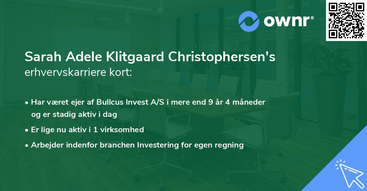 Sarah Adele Klitgaard Christophersen's erhvervskarriere kort