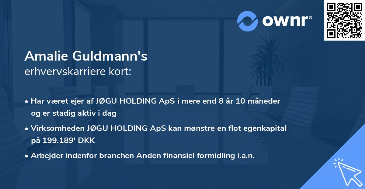 Amalie Guldmann's erhvervskarriere kort