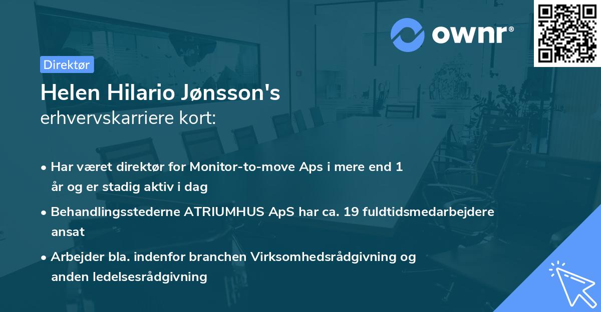 Helen Hilario Jønsson's erhvervskarriere kort