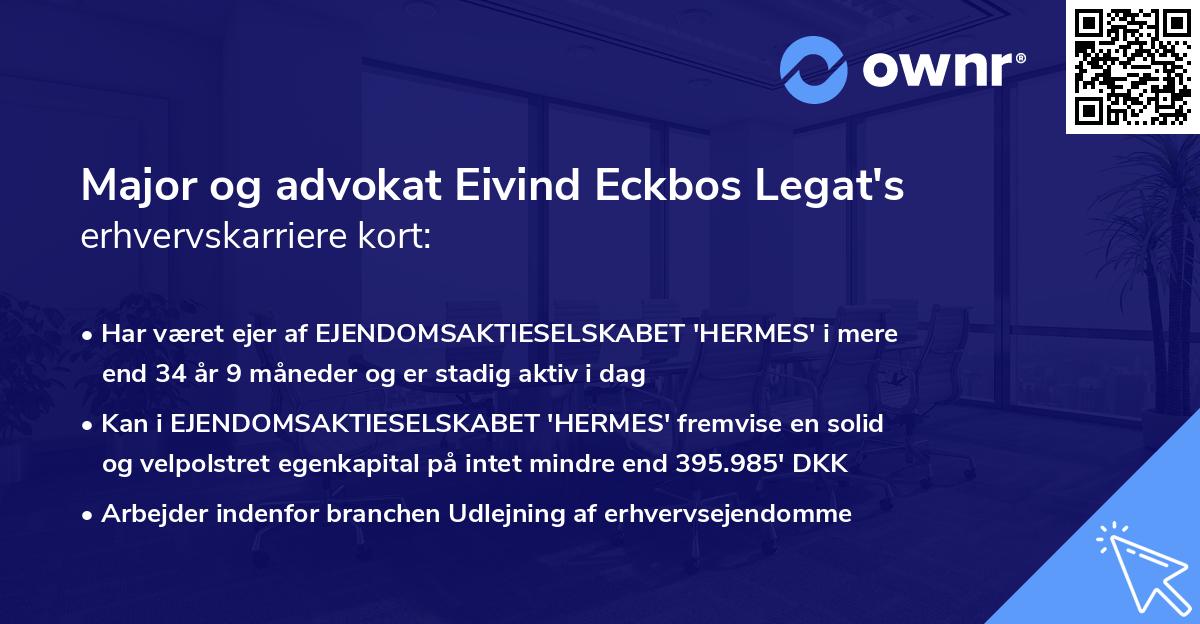 Major og advokat Eivind Eckbos Legat's erhvervskarriere kort