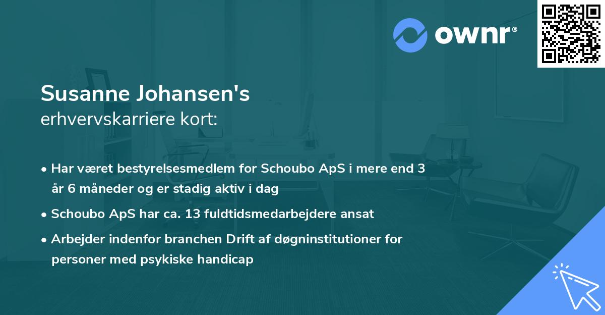 Susanne Johansen's erhvervskarriere kort