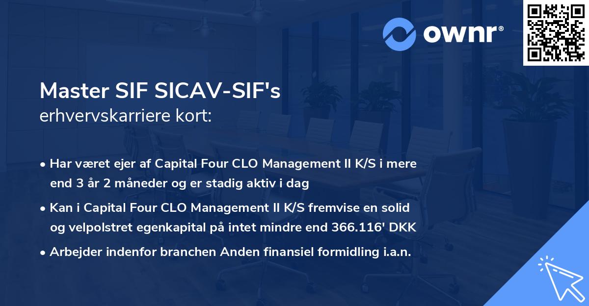 Master SIF SICAV-SIF's erhvervskarriere kort