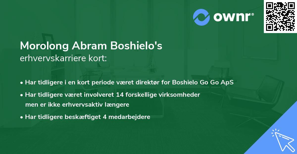 Morolong Abram Boshielo's erhvervskarriere kort