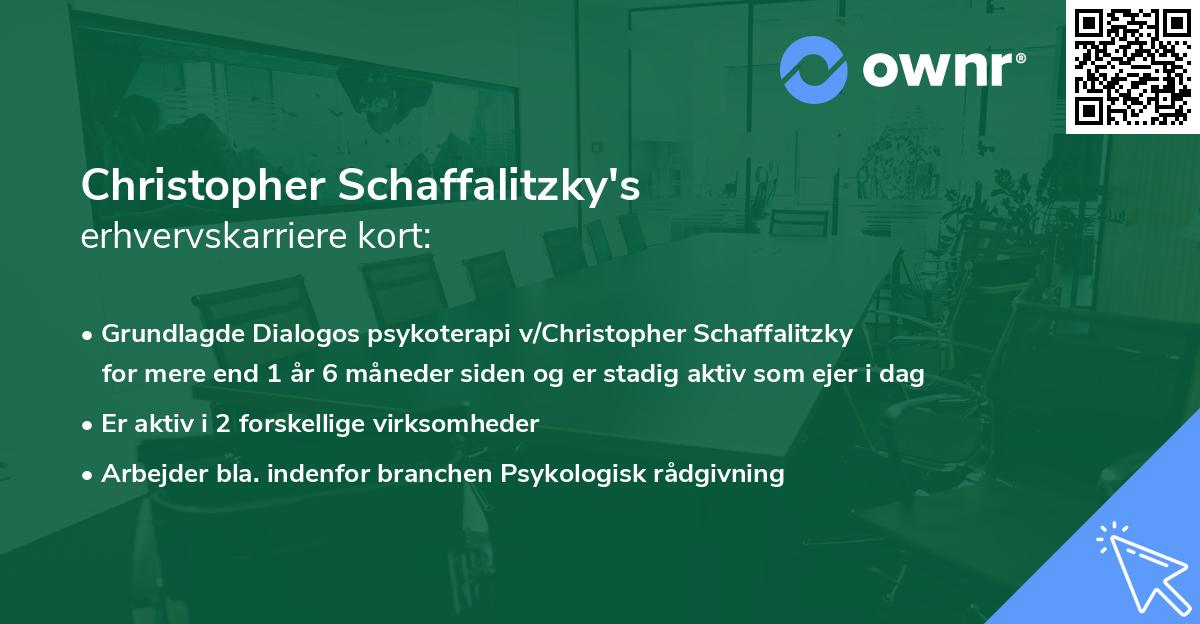 Christopher Schaffalitzky's erhvervskarriere kort