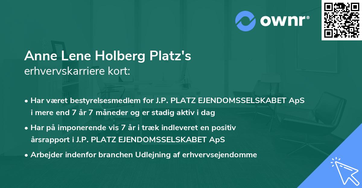 Anne Lene Holberg Platz's erhvervskarriere kort