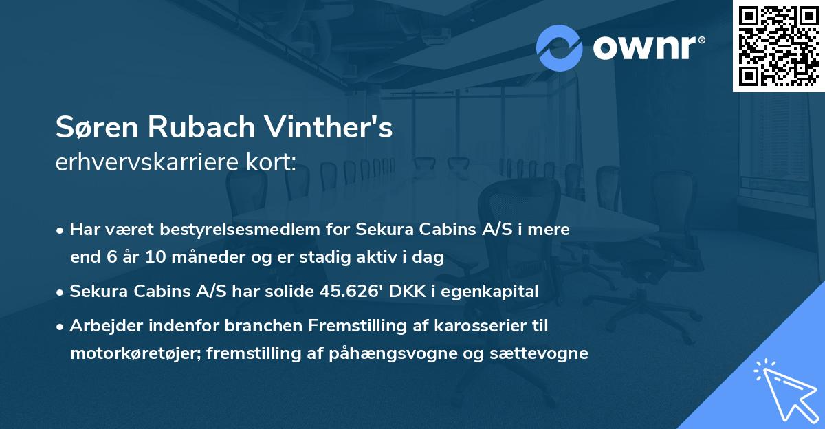 Søren Rubach Vinther's erhvervskarriere kort