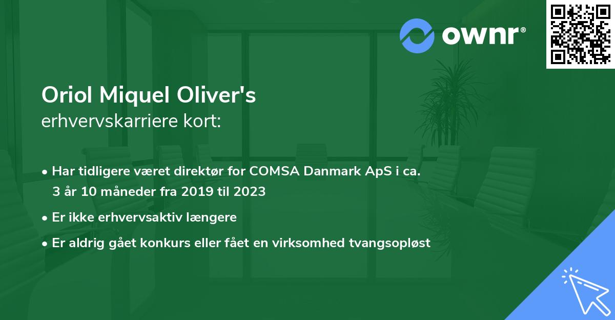 Oriol Miquel Oliver's erhvervskarriere kort