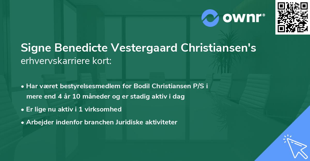 Signe Benedicte Vestergaard Christiansen's erhvervskarriere kort