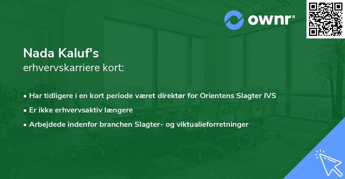Nada Kaluf's erhvervskarriere kort