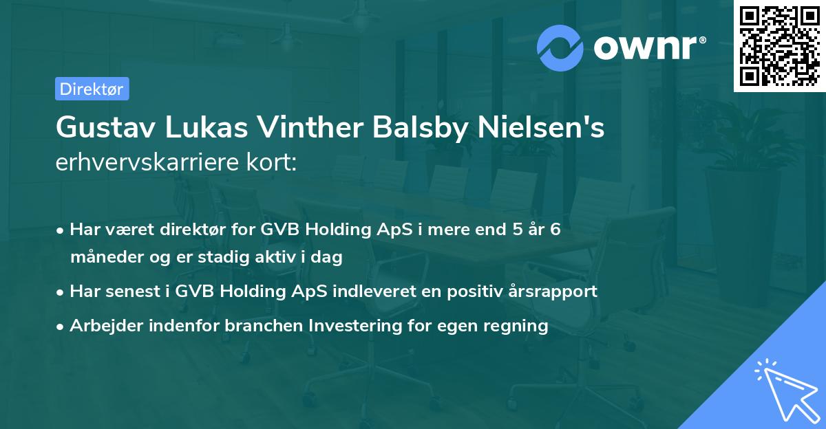 Gustav Lukas Vinther Balsby Nielsen's erhvervskarriere kort