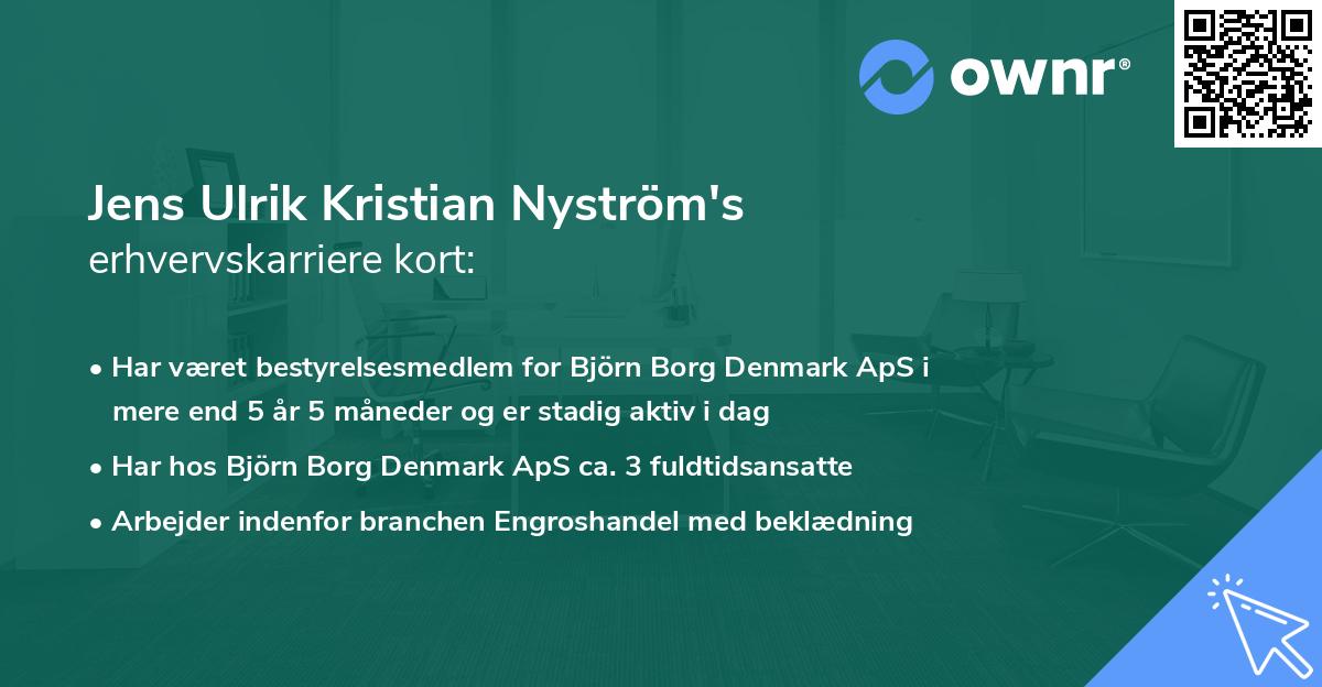 Jens Ulrik Kristian Nyström's erhvervskarriere kort