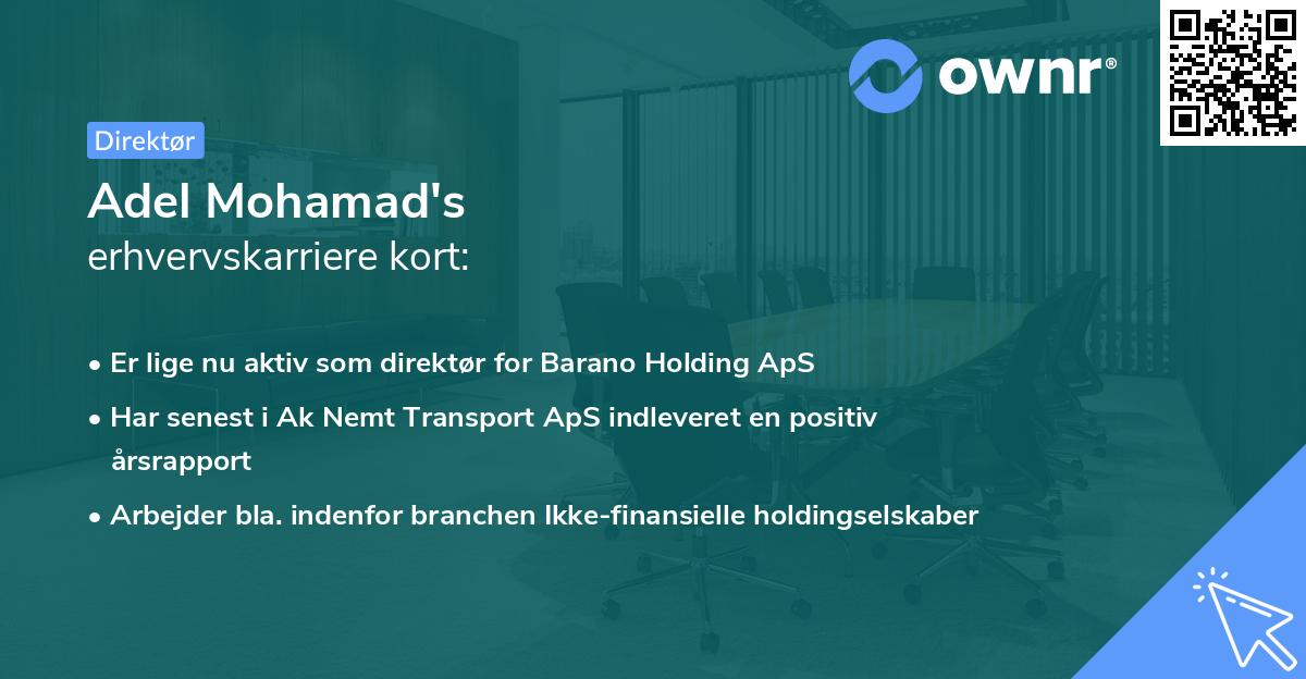 Adel Mohamad's erhvervskarriere kort