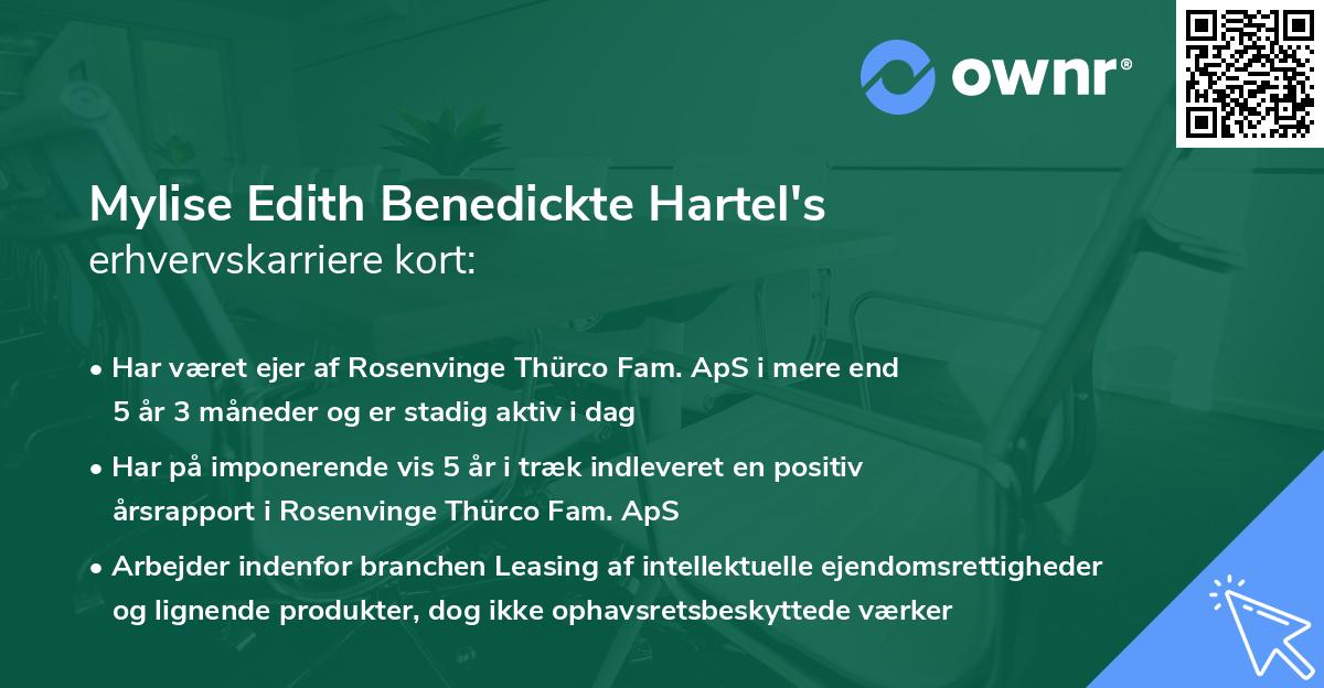 Mylise Edith Benedickte Hartel's erhvervskarriere kort