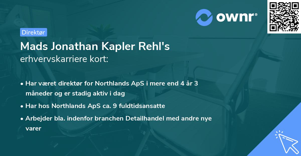Mads Jonathan Kapler Rehl's erhvervskarriere kort