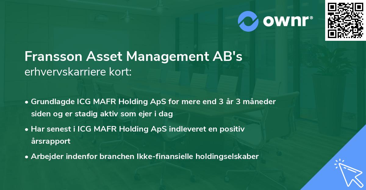 Fransson Asset Management AB's erhvervskarriere kort