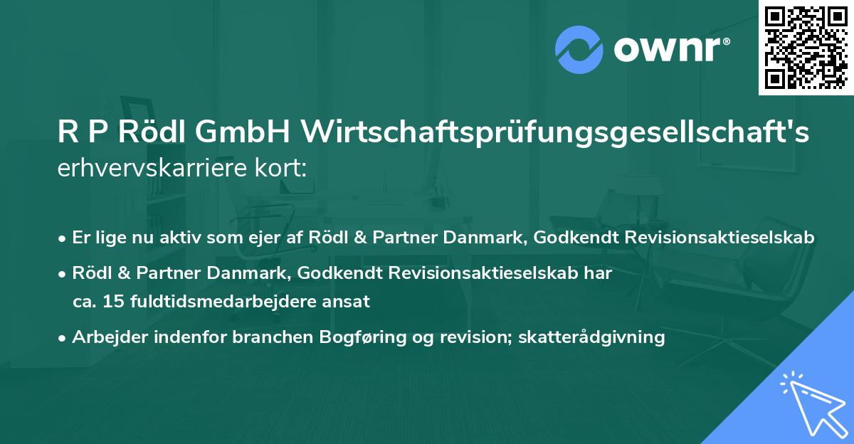 R P Rödl GmbH Wirtschaftsprüfungsgesellschaft's erhvervskarriere kort