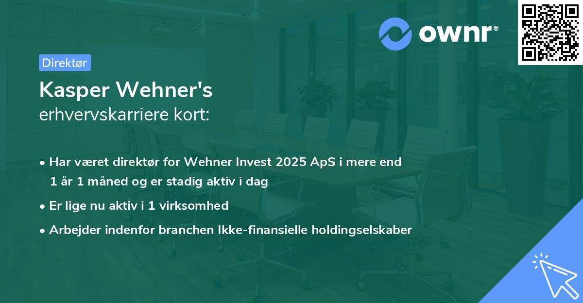 Kasper Wehner's erhvervskarriere kort