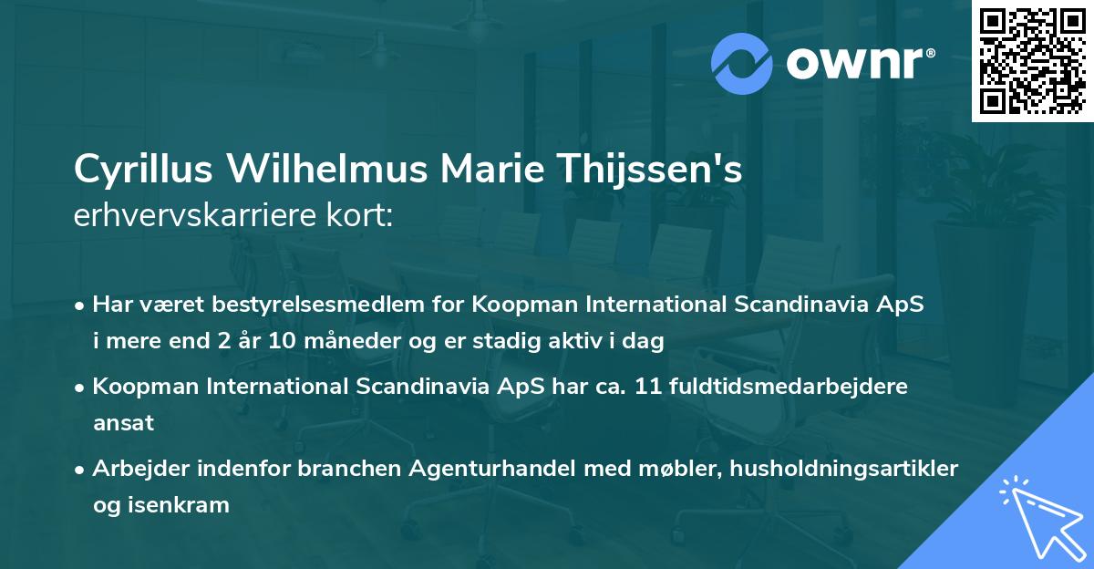 Cyrillus Wilhelmus Marie Thijssen's erhvervskarriere kort