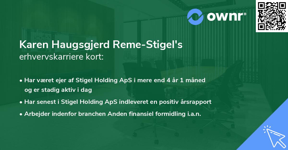 Karen Haugsgjerd Reme-Stigel's erhvervskarriere kort