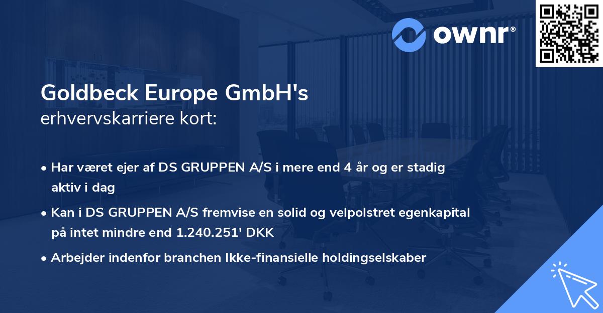 Goldbeck Europe GmbH's erhvervskarriere kort