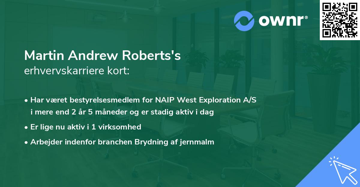 Martin Andrew Roberts's erhvervskarriere kort