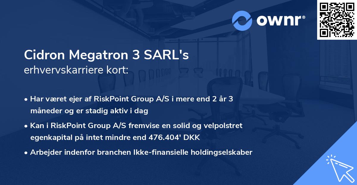 Cidron Megatron 3 SARL's erhvervskarriere kort