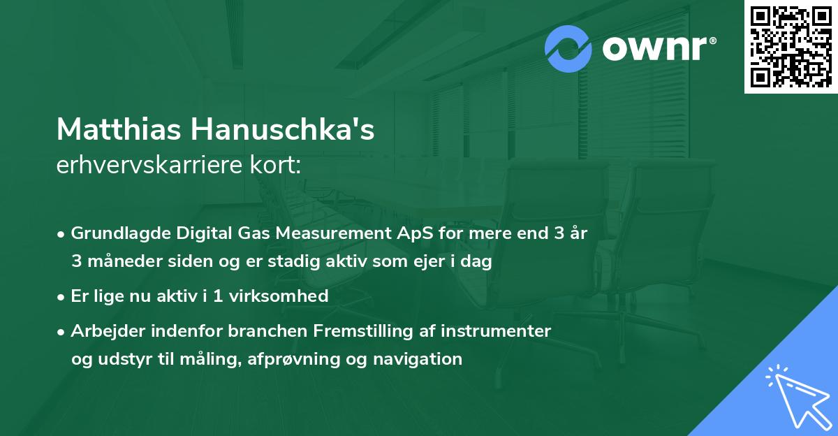 Matthias Hanuschka's erhvervskarriere kort