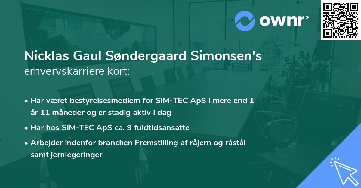 Nicklas Gaul Søndergaard Simonsen's erhvervskarriere kort
