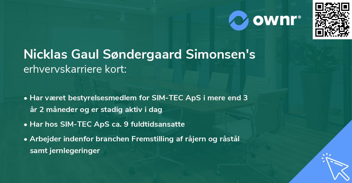Nicklas Gaul Søndergaard Simonsen's erhvervskarriere kort