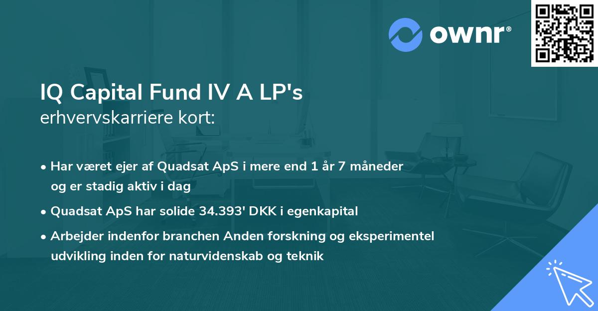 IQ Capital Fund IV A LP's erhvervskarriere kort