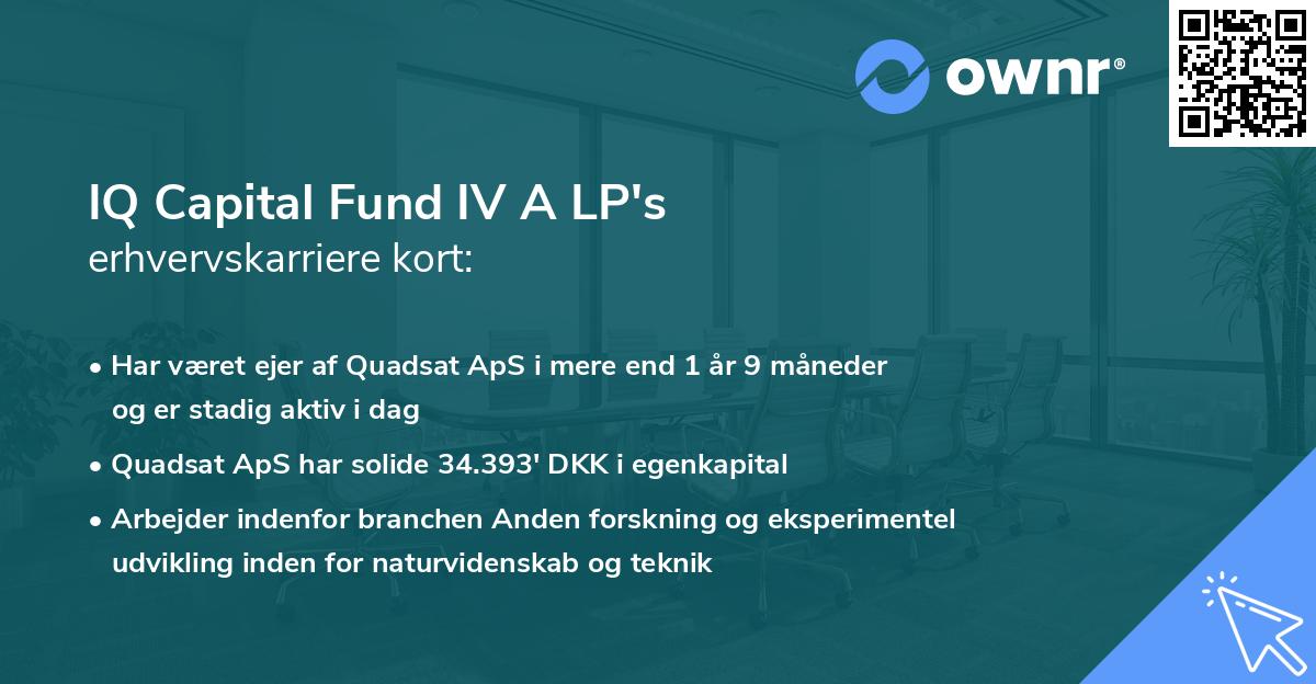 IQ Capital Fund IV A LP's erhvervskarriere kort