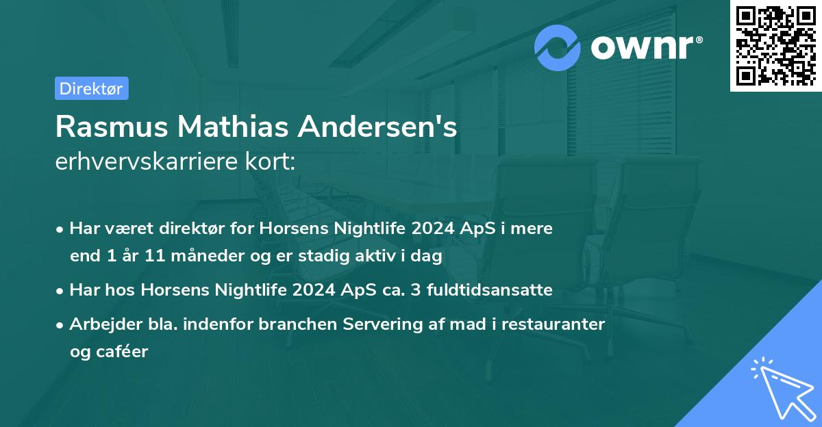 Rasmus Mathias Andersen's erhvervskarriere kort