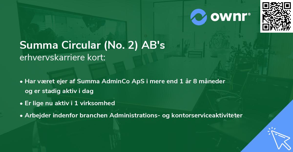 Summa Circular (No. 2) AB's erhvervskarriere kort