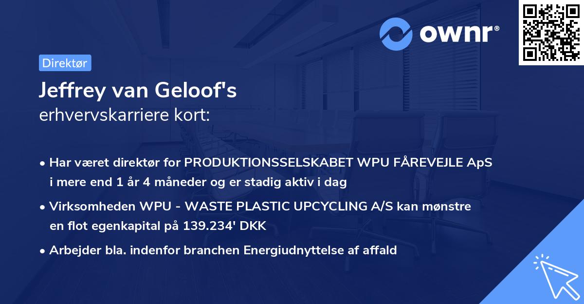 Jeffrey van Geloof's erhvervskarriere kort