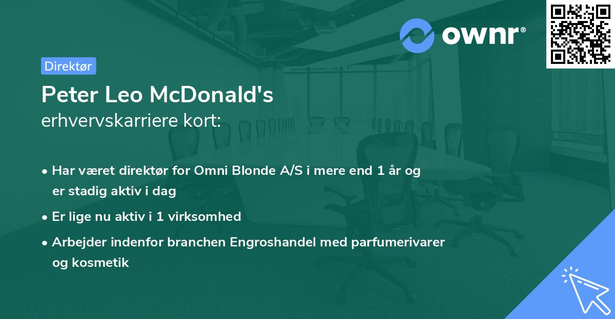 Peter Leo McDonald's erhvervskarriere kort