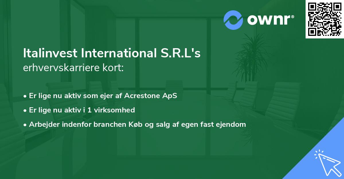 Italinvest International S.R.L's erhvervskarriere kort