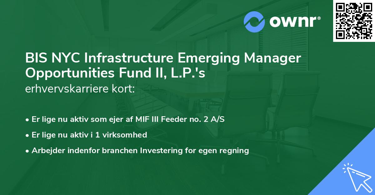 BIS NYC Infrastructure Emerging Manager Opportunities Fund II, L.P.'s erhvervskarriere kort