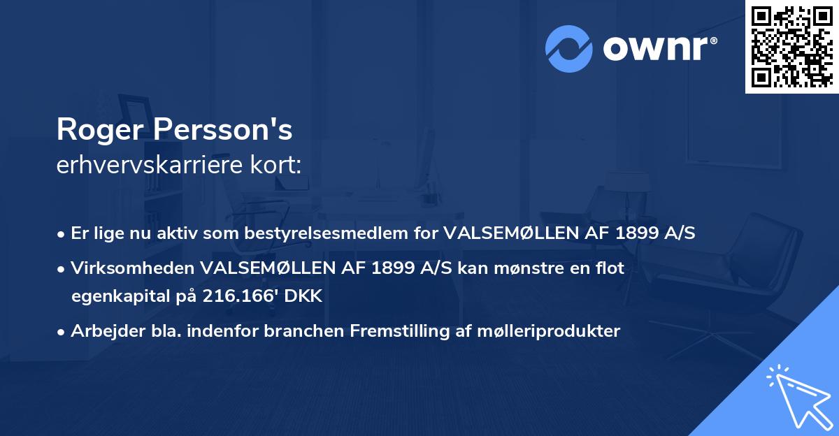 Roger Persson's erhvervskarriere kort