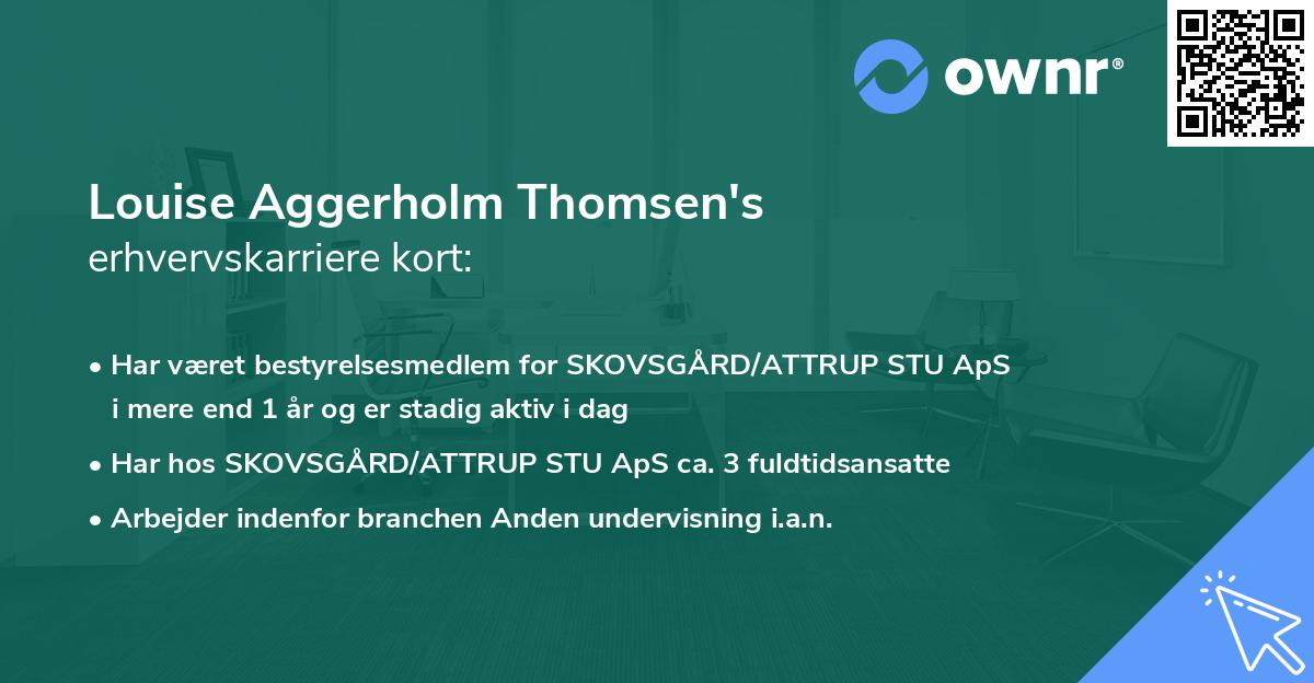 Louise Aggerholm Thomsen's erhvervskarriere kort