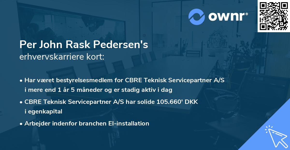Per John Rask Pedersen's erhvervskarriere kort