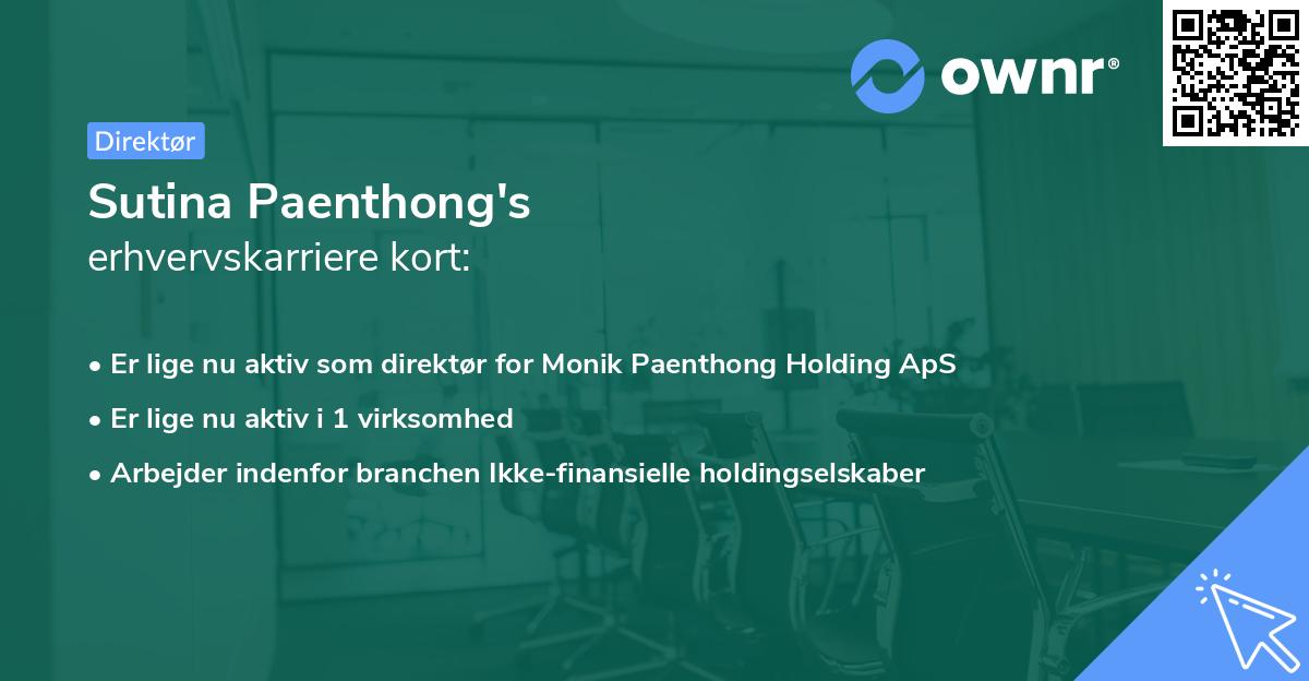 Sutina Paenthong's erhvervskarriere kort