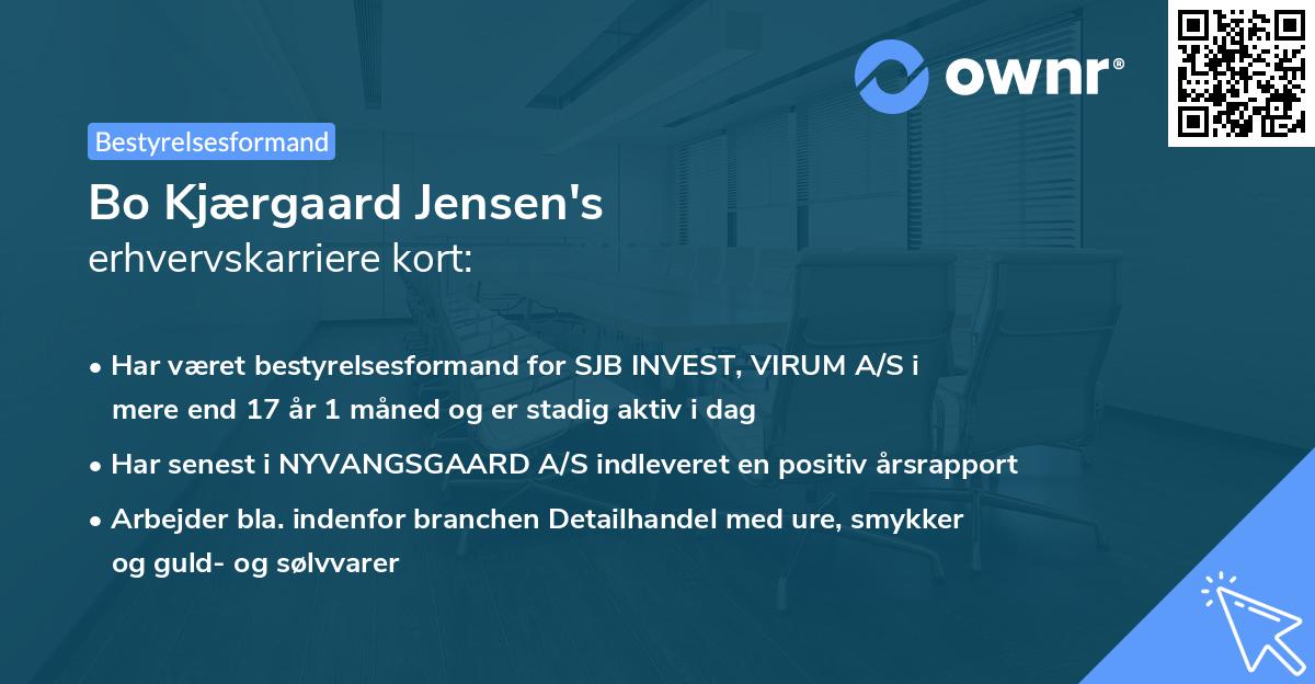 Bo Kjærgaard Jensen's erhvervskarriere kort