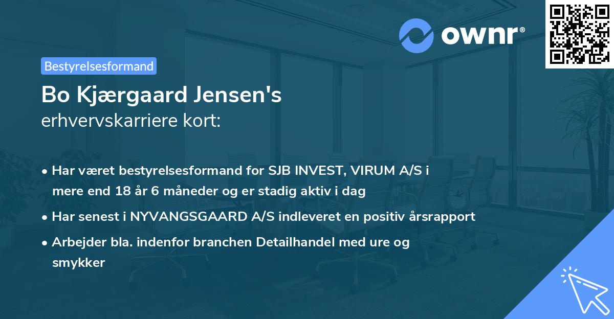 Bo Kjærgaard Jensen's erhvervskarriere kort