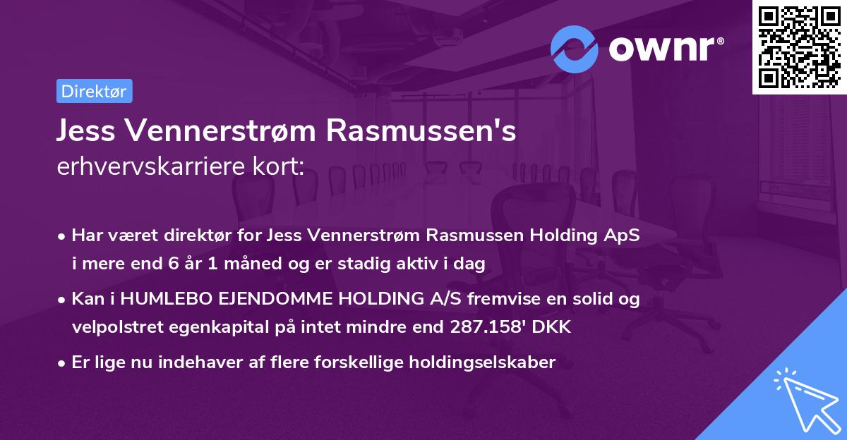 Jess Vennerstrøm Rasmussen's erhvervskarriere kort