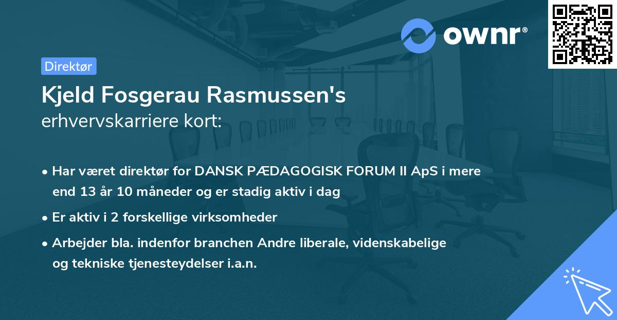 Kjeld Fosgerau Rasmussen's erhvervskarriere kort