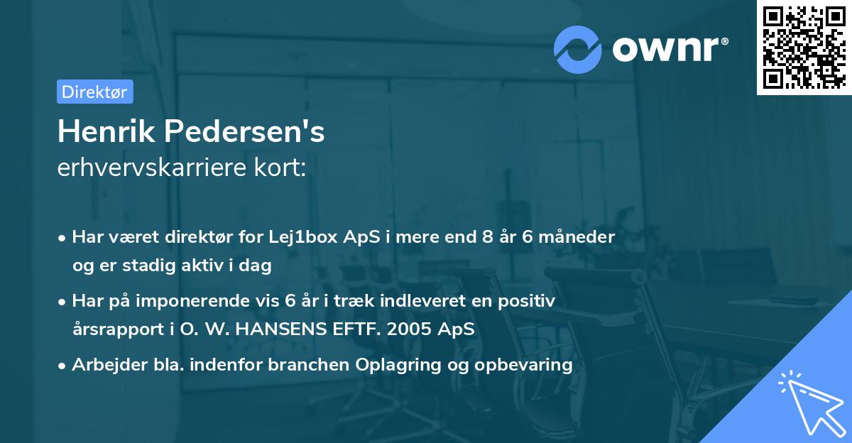 Henrik Pedersen's erhvervskarriere kort