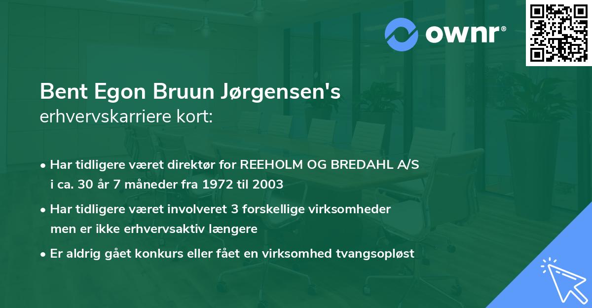 Bent Egon Bruun Jørgensen's erhvervskarriere kort